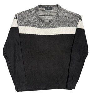 Philipp Plein Knit Sweater Textured Black/Grey Cotton Stretch Large